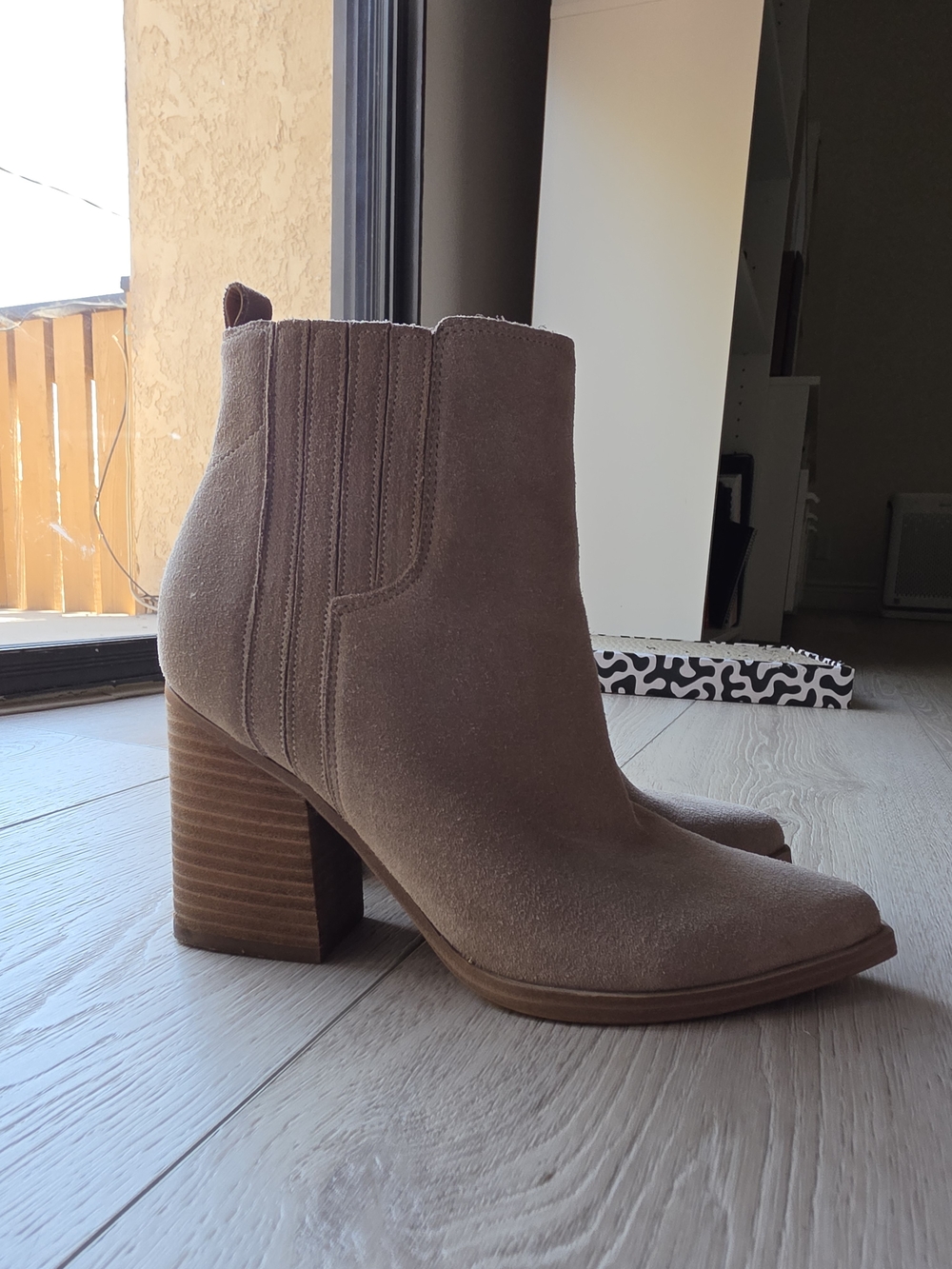 Women’s Taupe Suede Block Heel Ankle Boot